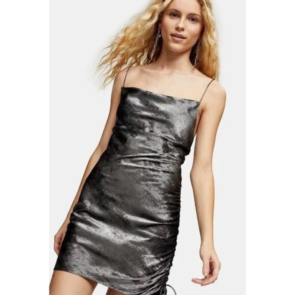 Topshop silver metallic mini dress, NWOT, size 8